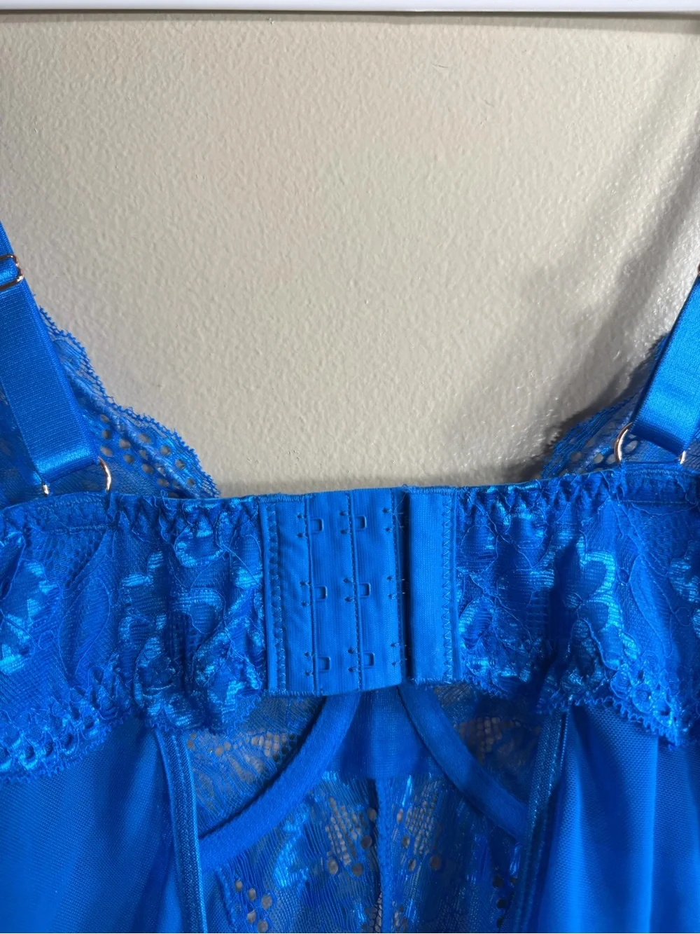 NWT Fox & Royal Kiki Mesh Lace Bodysuit French Blue Size 14